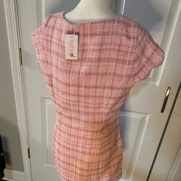 Scallop Trim Cotton Blend Tweed Minidress - Picture 2 of 7